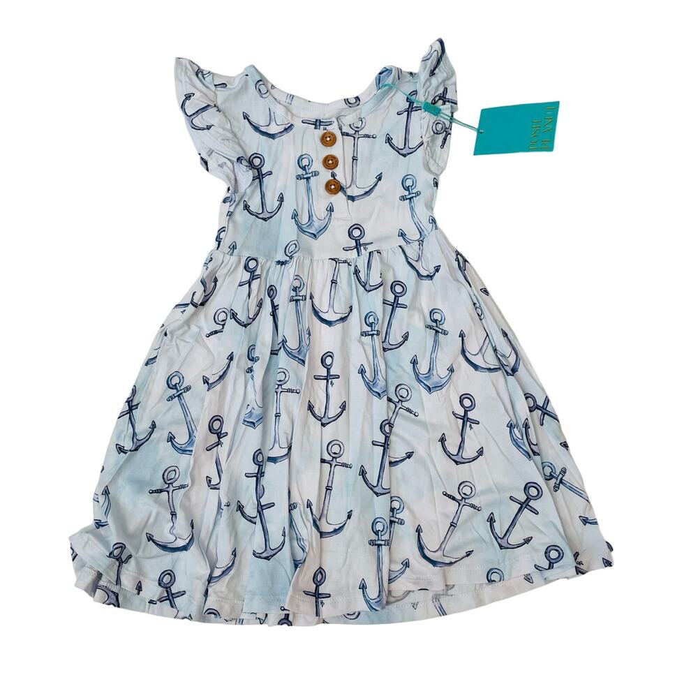 NWT PP Size 6 Anchors Away Ruffled Capsleeve Dress